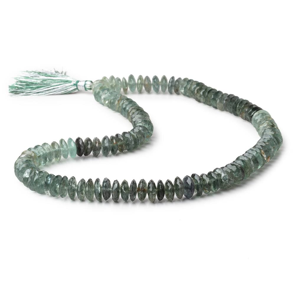 8-10mm Moss Aquamarine German Faceted Rondelle Beads 16 inch 112 pieces - Beadsofcambay.com