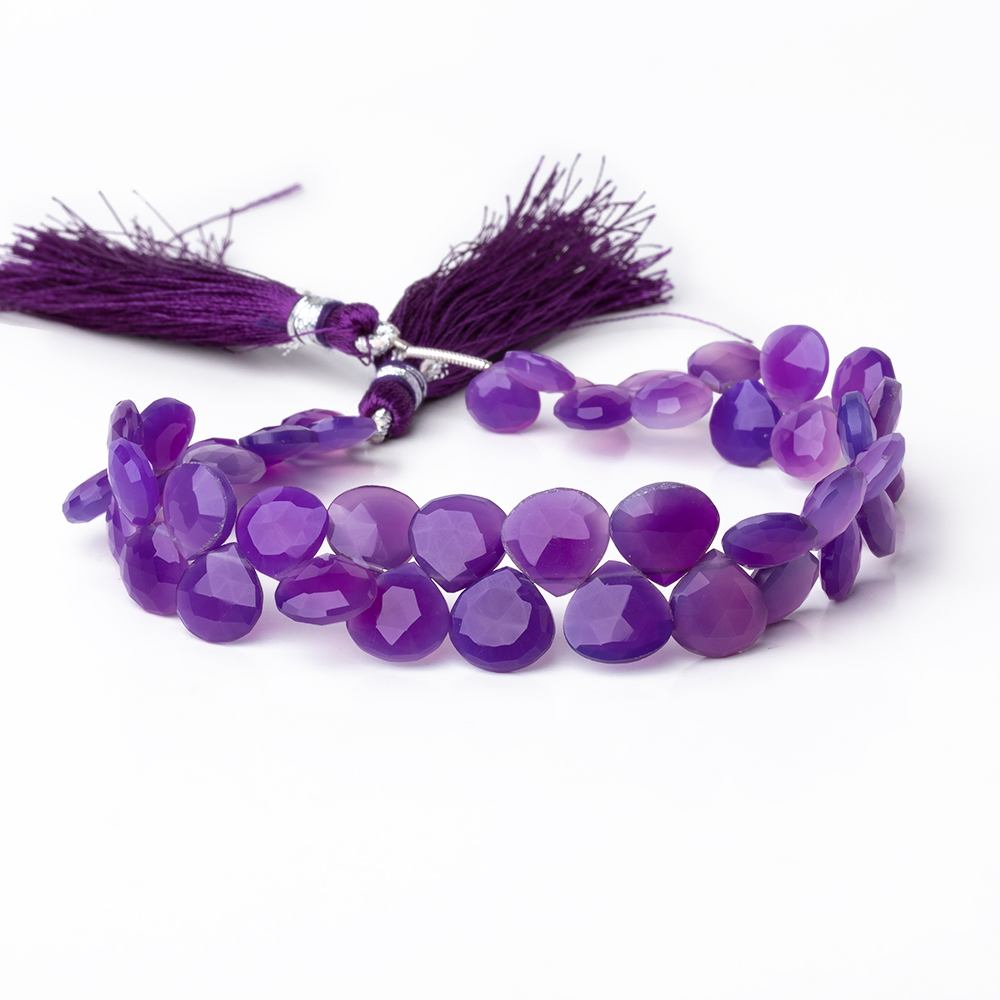 8-10mm Orchid Purple Chalcedony Faceted Heart Beads 7.5 inch 44 pieces - Beadsofcambay.com