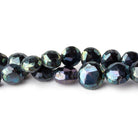8-10mm Peacock Metallic Black Spinel Faceted Coins 50 bead 16 inch Set of 2 strands - Beadsofcambay.com
