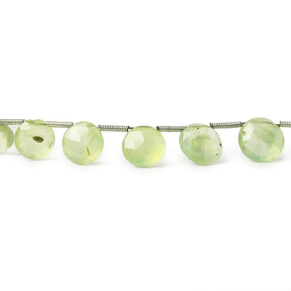 8-10mm Prehnite Beads Top Drilled Faceted Coin 8 inch 18 pieces - Beadsofcambay.com