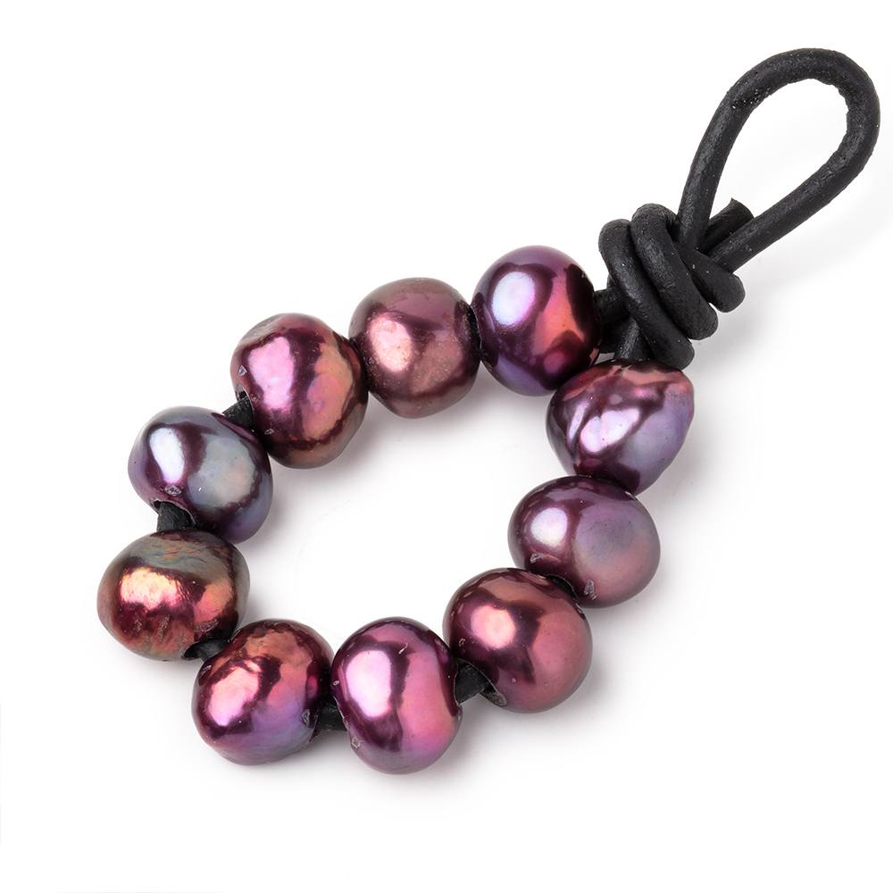 8-10mm Purple Rose Large Hole Baroque Pearls Set of 10 - Beadsofcambay.com