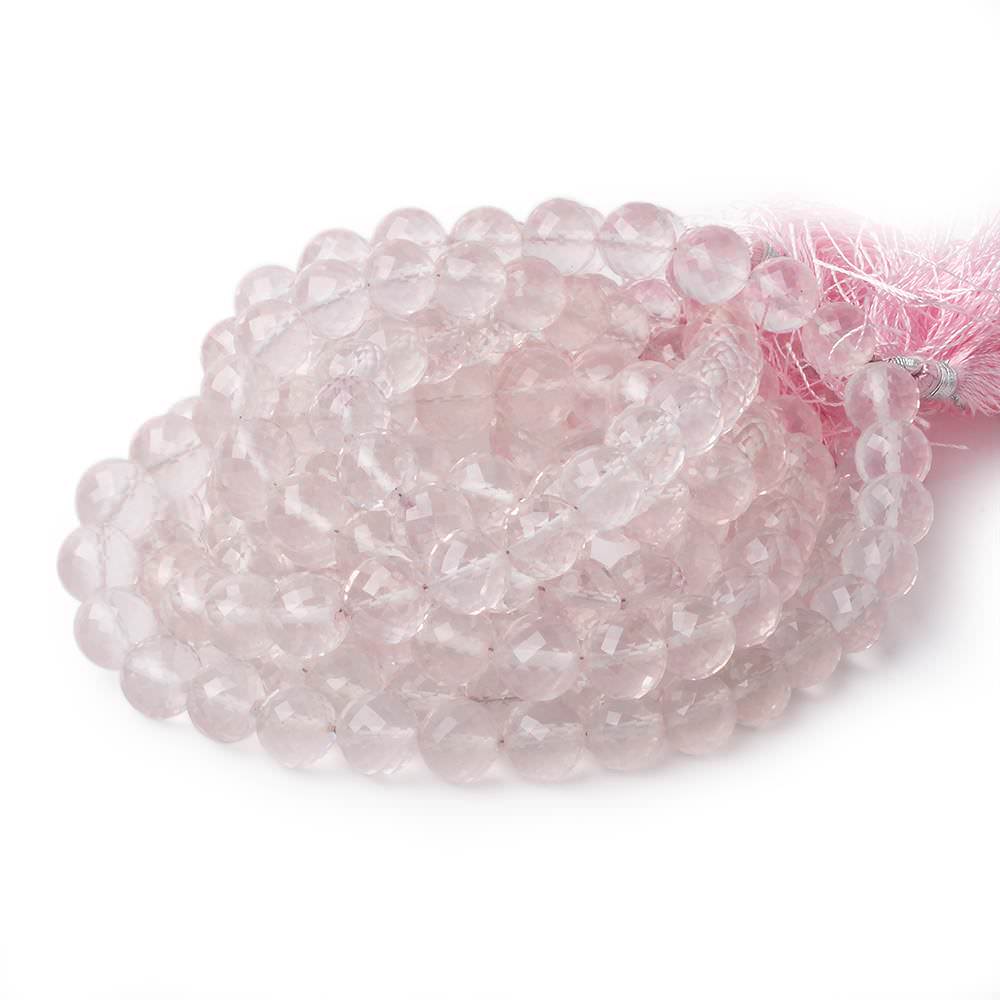 8-10mm Rose Quartz Faceted Round beads 15 inch 43 pieces AA - Beadsofcambay.com