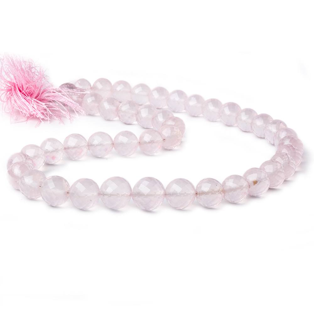 8-10mm Rose Quartz Faceted Round beads 15 inch 43 pieces AA - Beadsofcambay.com