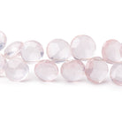 8-10mm Rose Quartz Top Drilled Faceted Coins 8 inch 47 Beads - Beadsofcambay.com