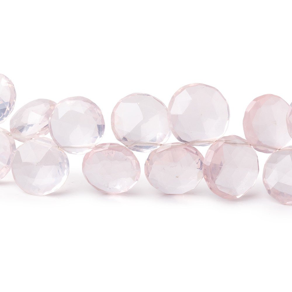 8-10mm Rose Quartz Top Drilled Faceted Coins 8 inch 47 Beads - Beadsofcambay.com