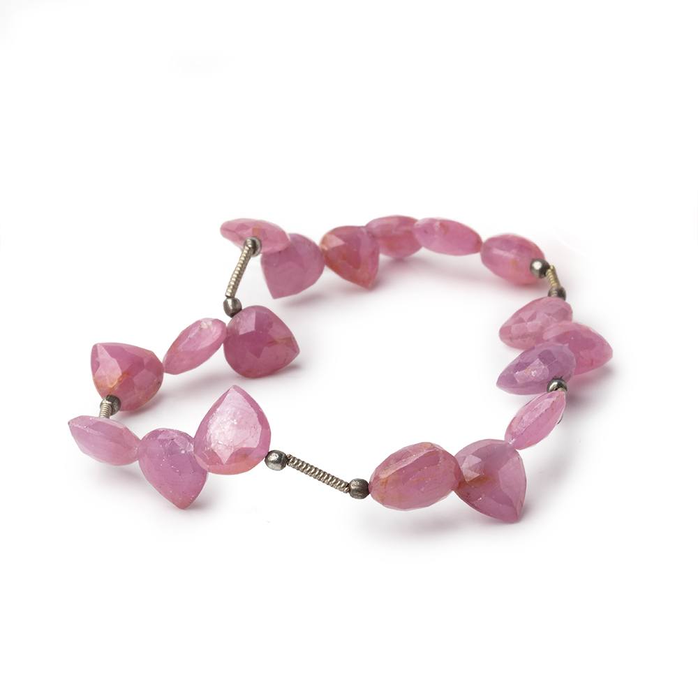 8-10mm Ruby Shoulder Drill Faceted Heart Beads 7 inch 18 pieces - Beadsofcambay.com