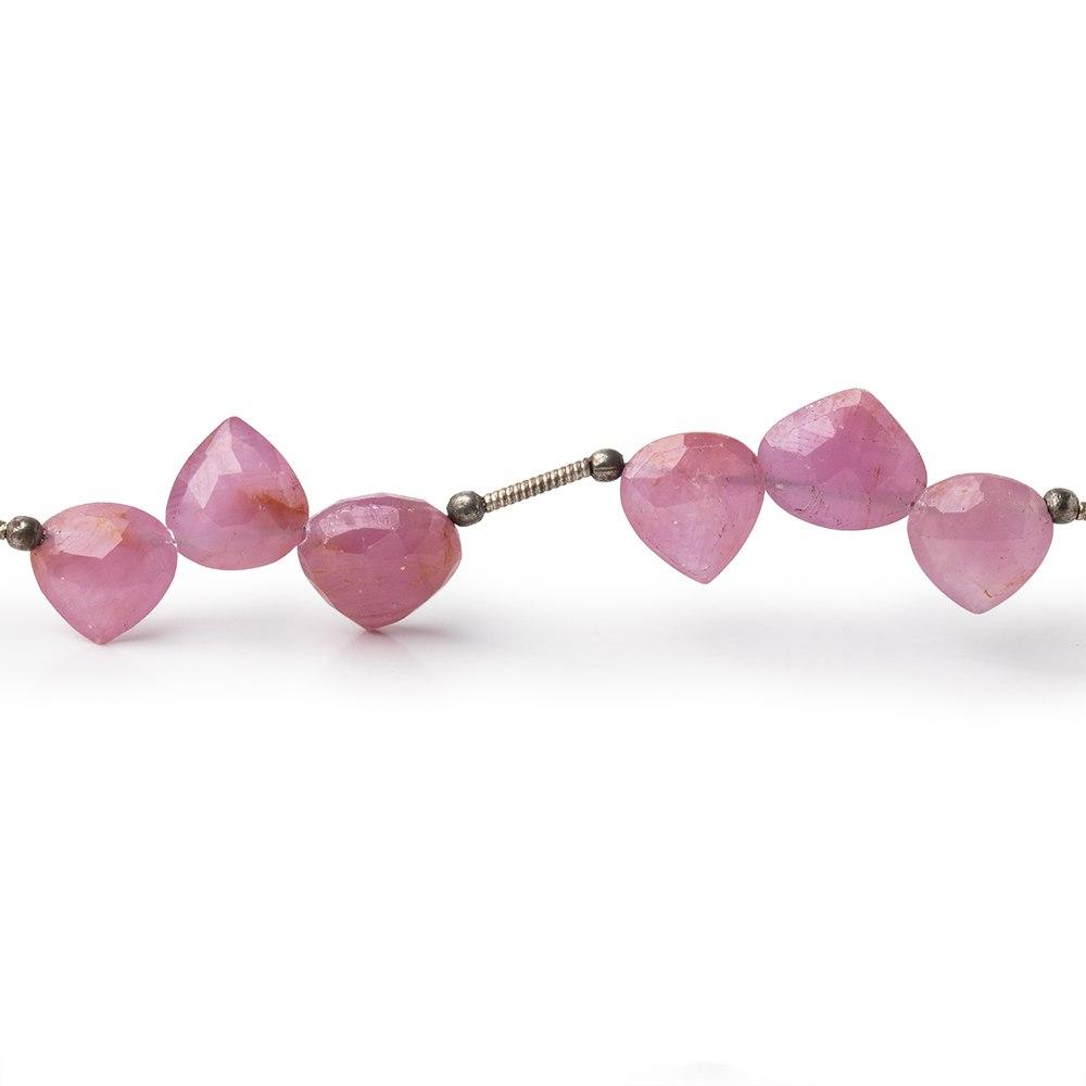 8-10mm Ruby Shoulder Drill Faceted Heart Beads 7 inch 18 pieces - Beadsofcambay.com