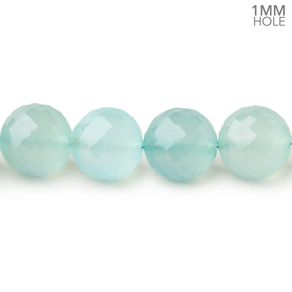 8-10mm Seafoam Blue Chalcedony faceted rounds 16 inch 44 large hole beads - Beadsofcambay.com