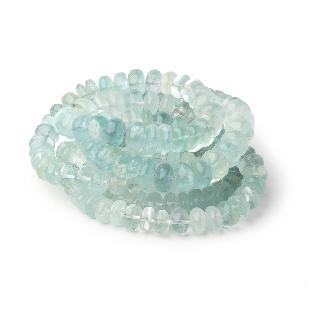 8-10mm Shaded Aquamarine Plain Rondelle Beads 18 inch 87 pieces - Beadsofcambay.com