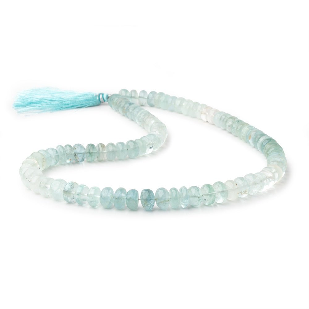 8-10mm Shaded Aquamarine Plain Rondelle Beads 18 inch 87 pieces - Beadsofcambay.com