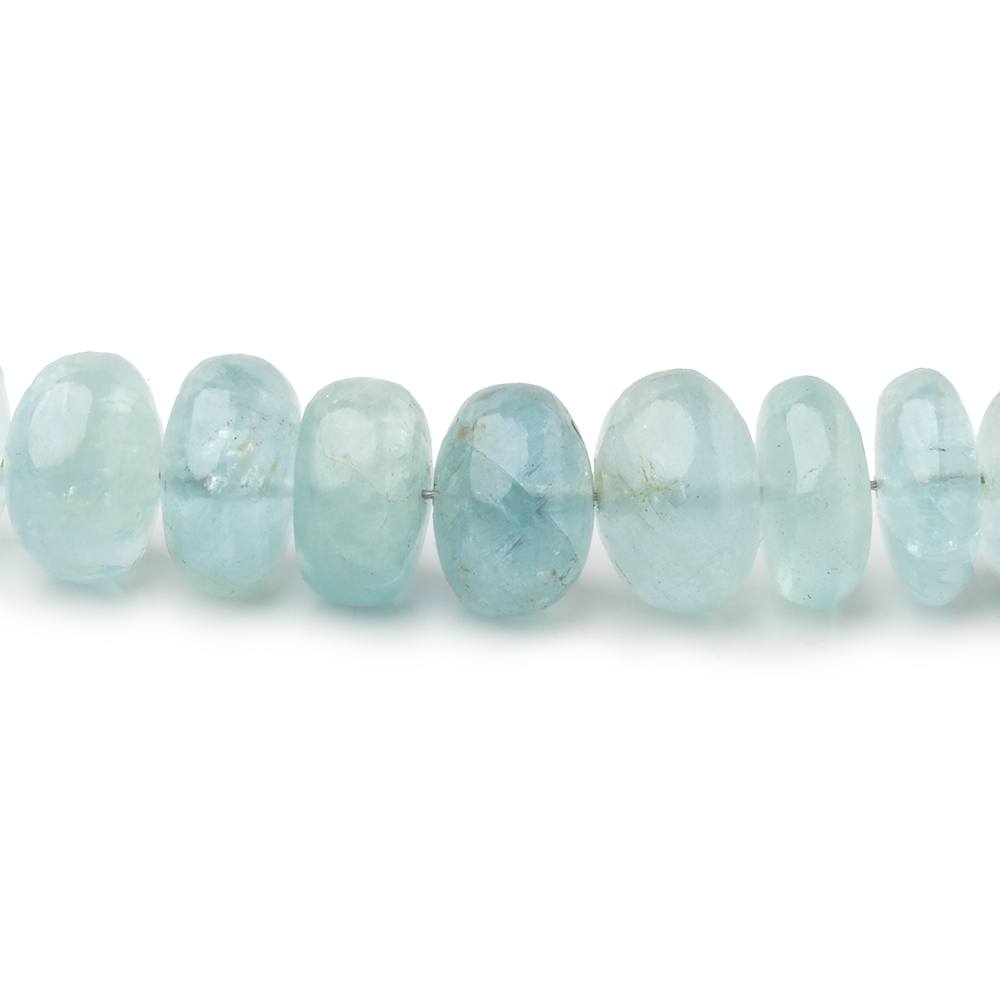 8-10mm Shaded Aquamarine Plain Rondelle Beads 18 inch 87 pieces - Beadsofcambay.com