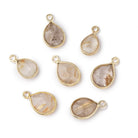 8-10mm Vermeil Bezel Rutilated Quartz Faceted Pear Pendant 1 piece - Beadsofcambay.com