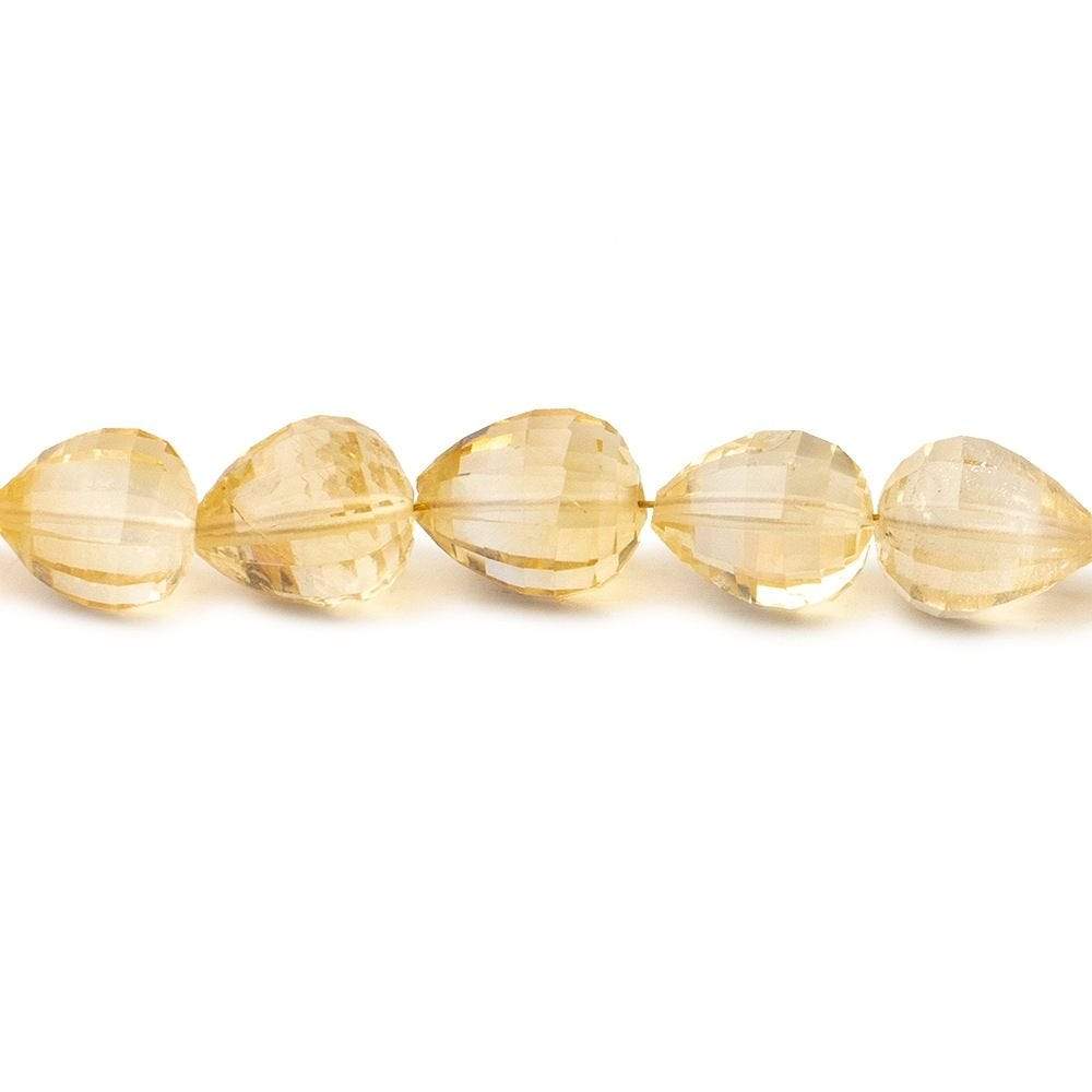 8-11mm Citrine Checkerboard Faceted Straight Drilled Tear Drop Beads 16 inch 42 pieces - Beadsofcambay.com