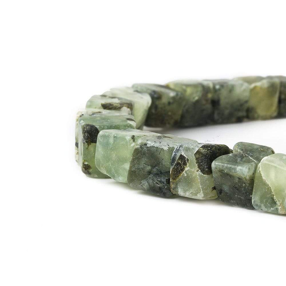 8-11mm Frosted Prehnite Hammer Faceted Cube Beads 8 in 19 pcs - Beadsofcambay.com
