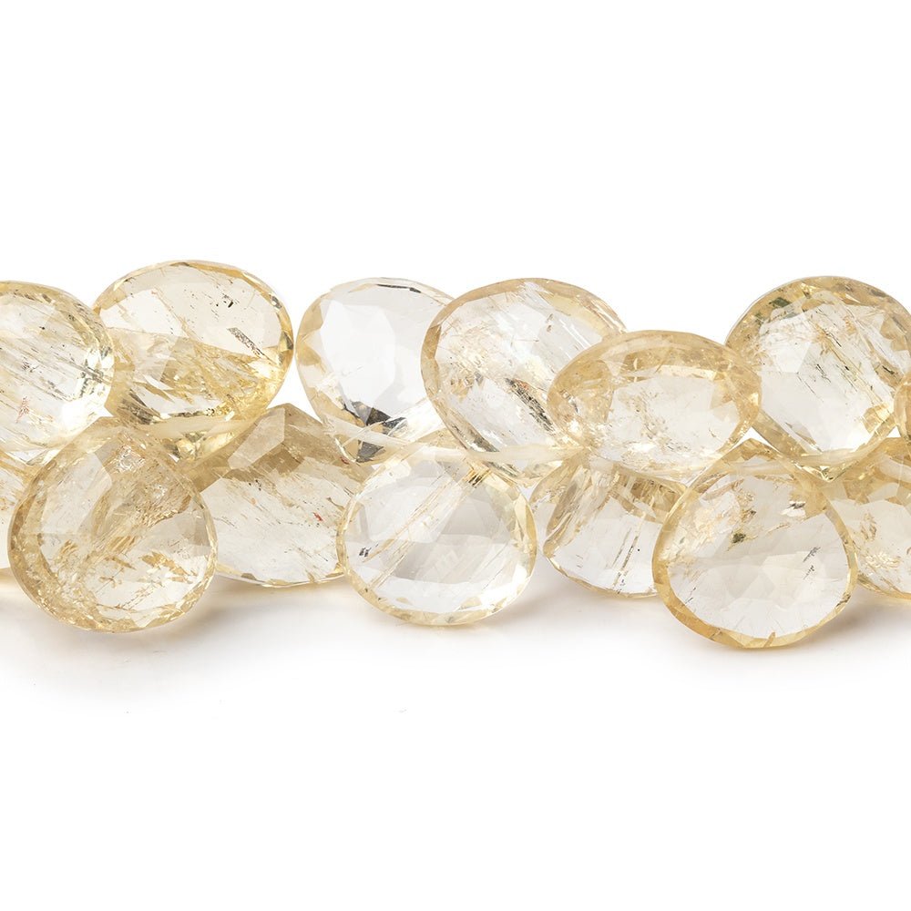 8-11mm Heliodor Faceted Heart Beads 8 inch 48 pieces AA - Beadsofcambay.com