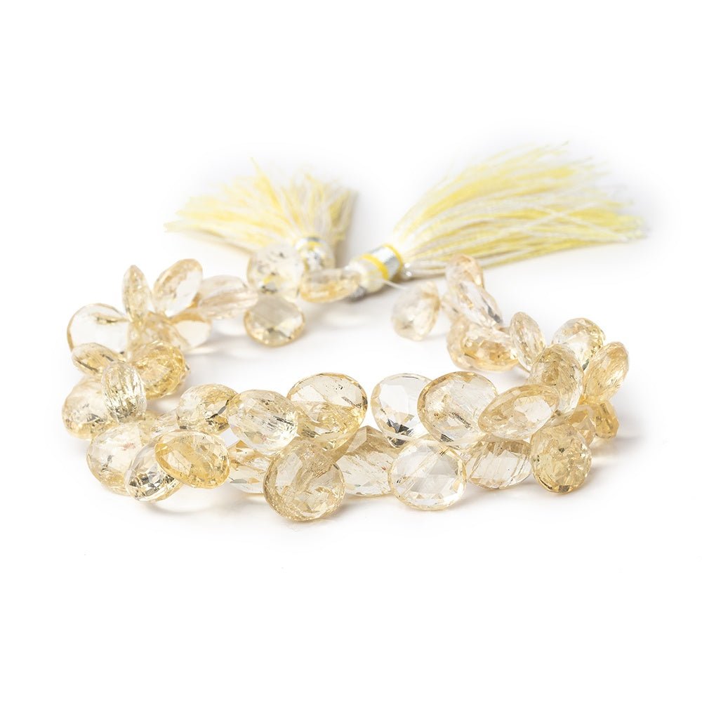 8-11mm Heliodor Faceted Heart Beads 8 inch 48 pieces AA - Beadsofcambay.com
