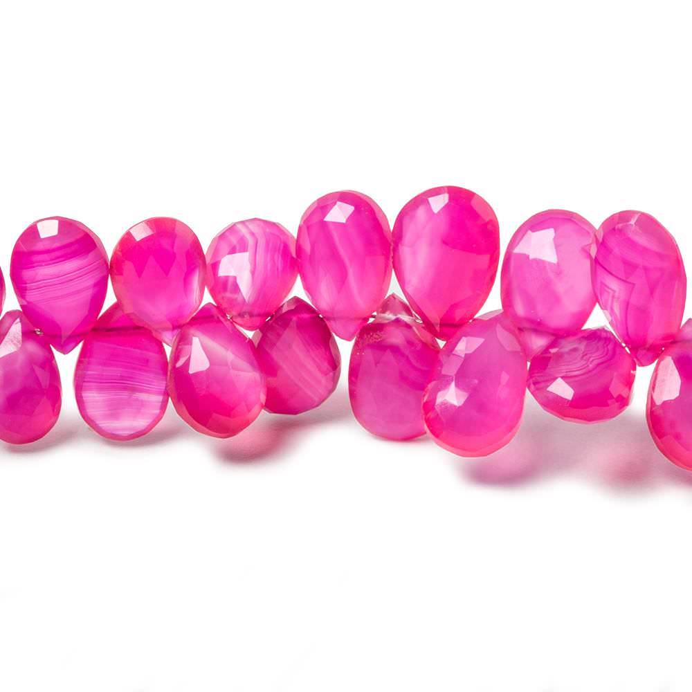 8 - 11mm Hot Pink Chalcedony Faceted Pear Beads 7.5 inch 56 pieces - Beadsofcambay.com