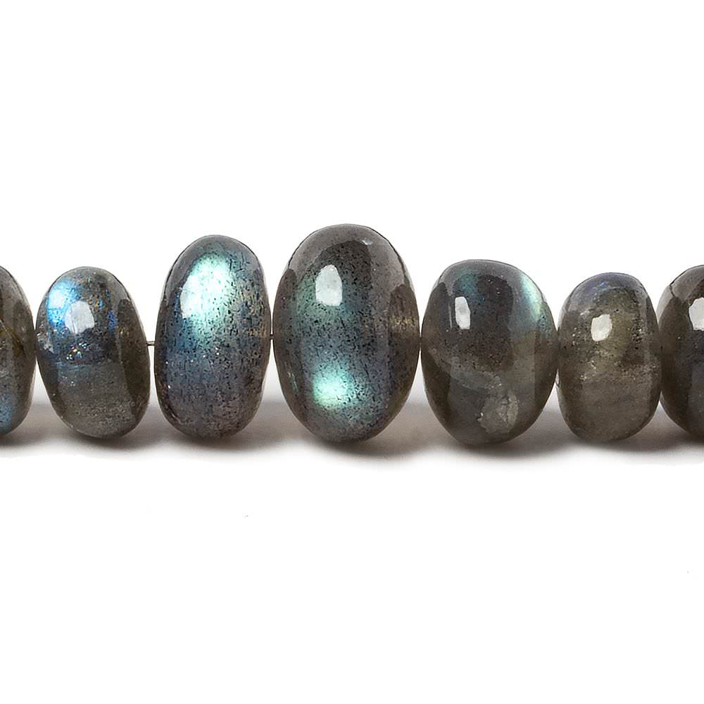 8 - 11mm Labradorite Plain Rondelle Beads AAA Grade 63 pieces - Beadsofcambay.com