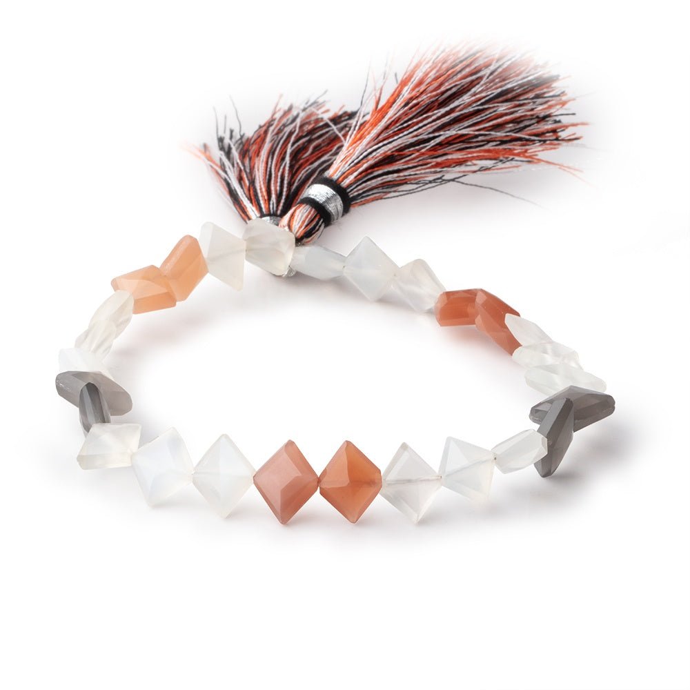 8-11mm Moonstone Side Drilled Faceted Kite Beads 8 inch 26 pcs - Beadsofcambay.com