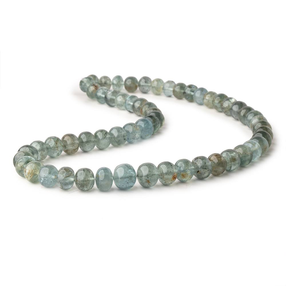 8-11mm Moss Aquamarine Plain Rondelle Beads 16 inch 56 pieces - Beadsofcambay.com
