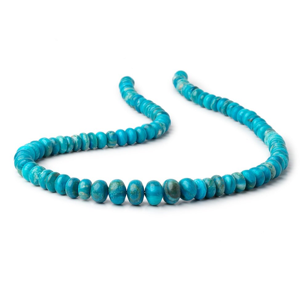 8-11mm Peruvian Blue Opalina Plain Rondelles 20 inch 97 Beads AA - Beadsofcambay.com