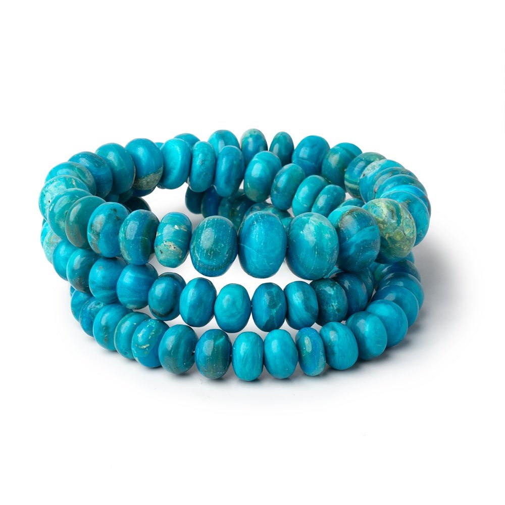 8-11mm Peruvian Blue Opalina Plain Rondelles 20 inch 97 Beads AA - Beadsofcambay.com