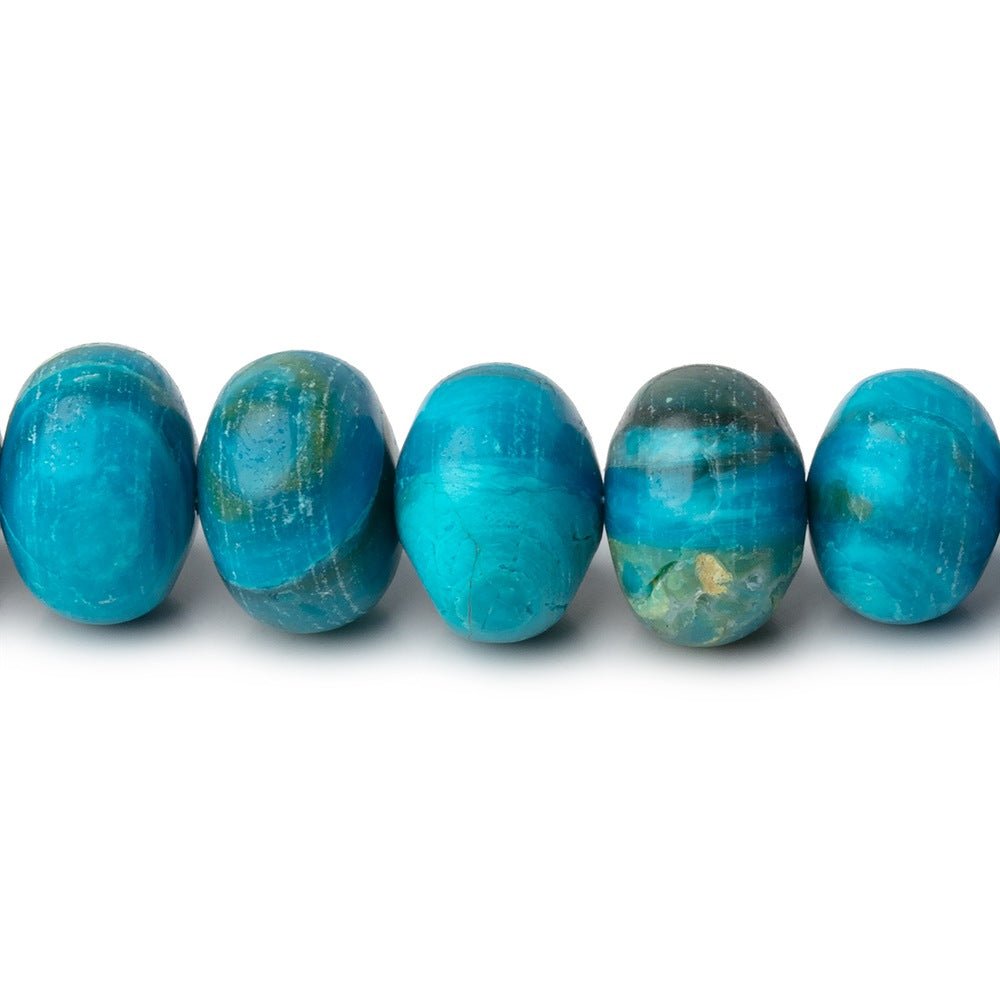 8-11mm Peruvian Blue Opalina Plain Rondelles 20 inch 97 Beads AA - Beadsofcambay.com