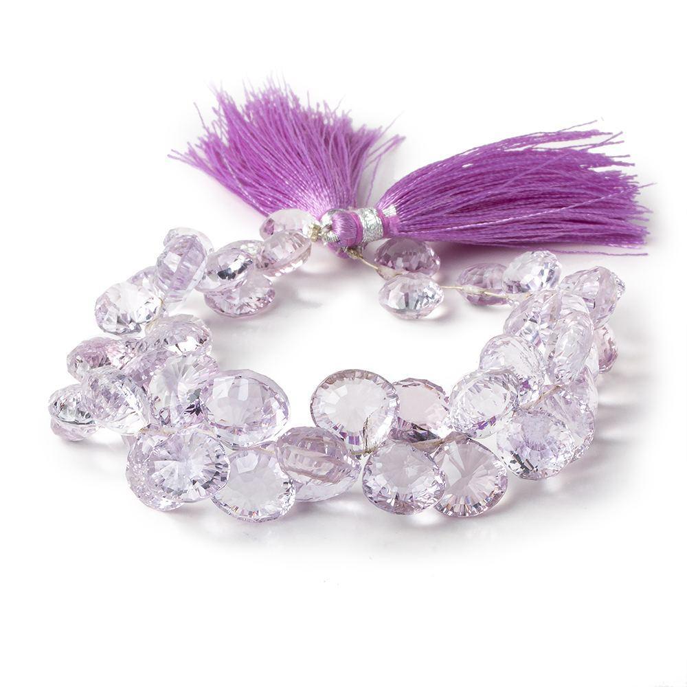 8-11mm Pink Amethyst Concave Faceted Heart Beads 8 inch 46 pieces - Beadsofcambay.com