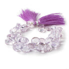 8-11mm Pink Amethyst Concave Faceted Heart Beads 8 inch 46 pieces - Beadsofcambay.com