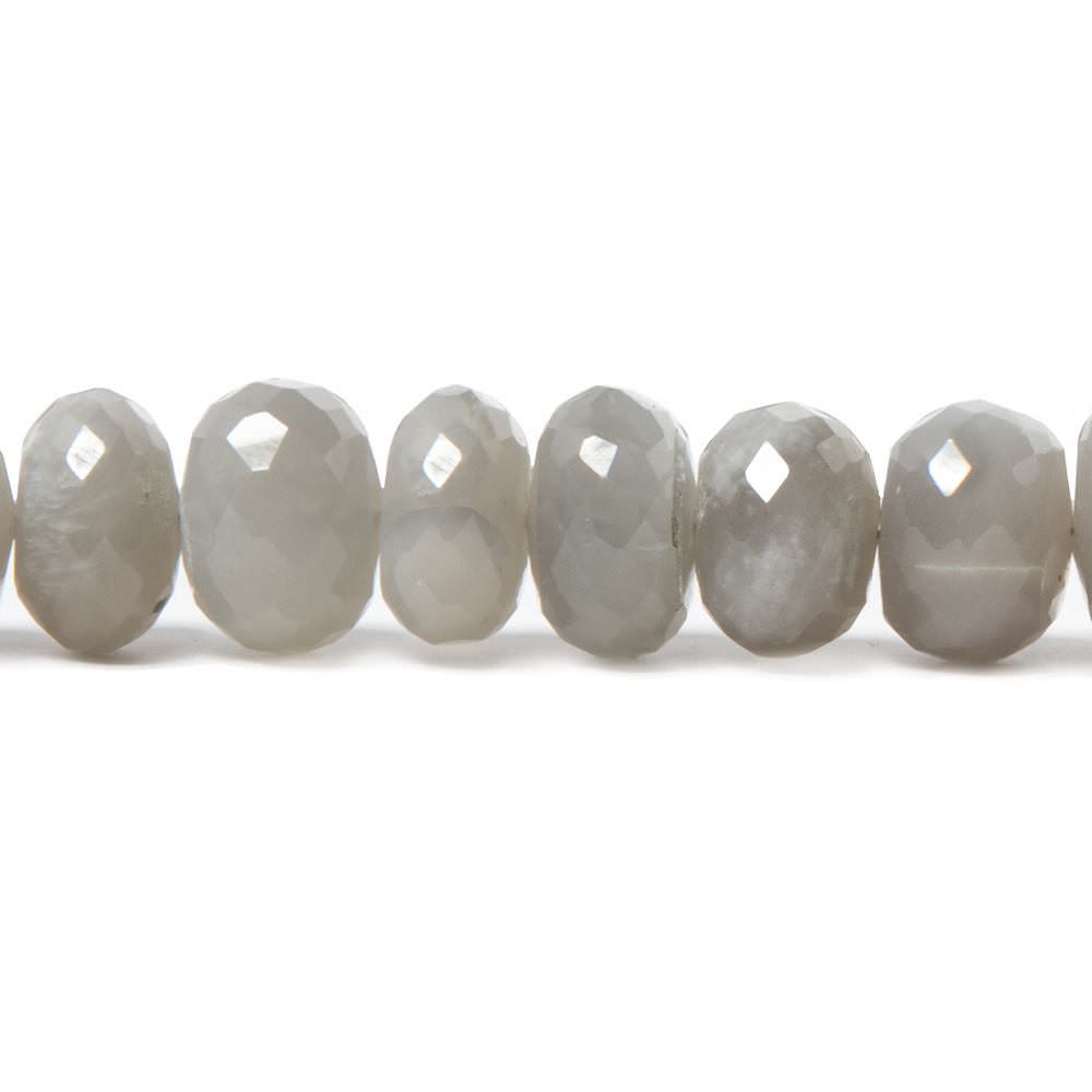 8-11mm Platinum Grey Moonstone faceted rondelles 15 inch 70 beads - Beadsofcambay.com