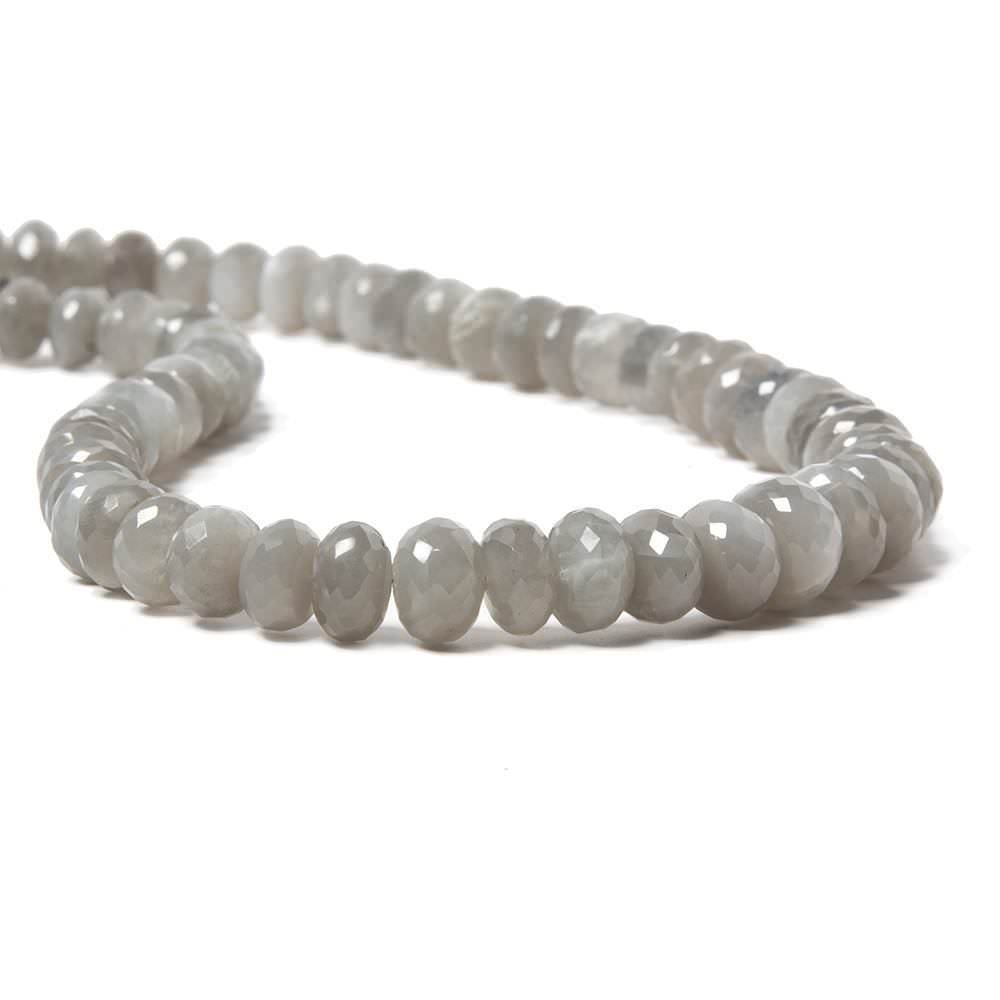 8-11mm Platinum Grey Moonstone faceted rondelles 15 inch 70 beads - Beadsofcambay.com