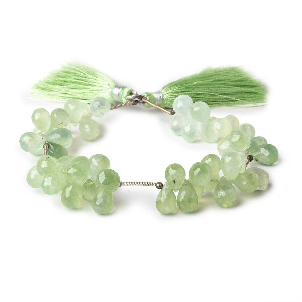8-11mm Prehnite Beads Tear Drop Briolette 8 inch 48 pieces - Beadsofcambay.com