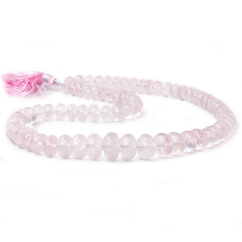 8-11mm Rose Quartz faceted rondelle beads 16 inch 60 pieces AA - Beadsofcambay.com