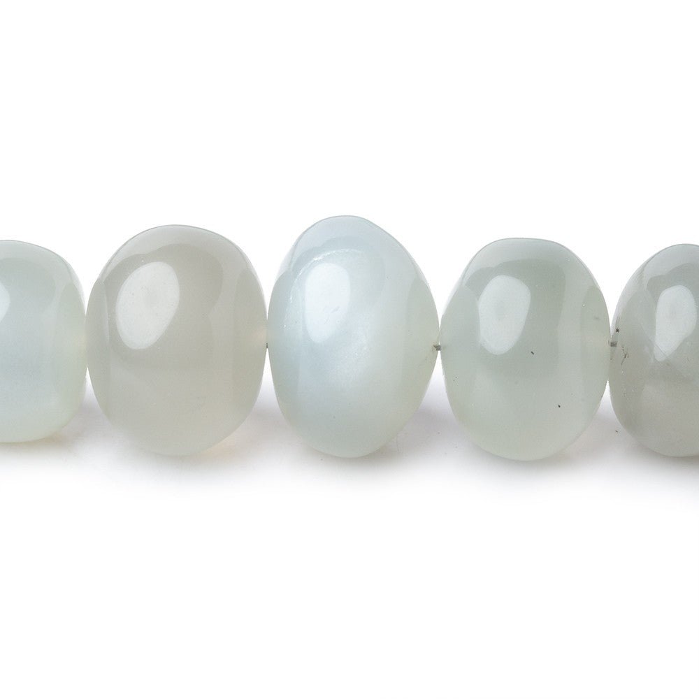 8-11mm Sage Moonstone plain rondelles 16 inch 58 beads A - Beadsofcambay.com