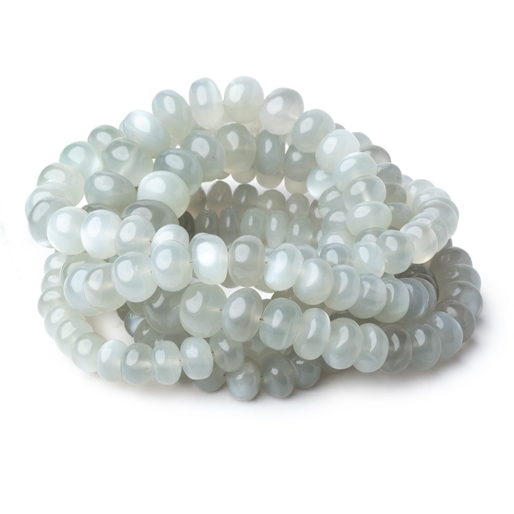8-11mm Sage Moonstone plain rondelles 16 inch 58 beads A - Beadsofcambay.com