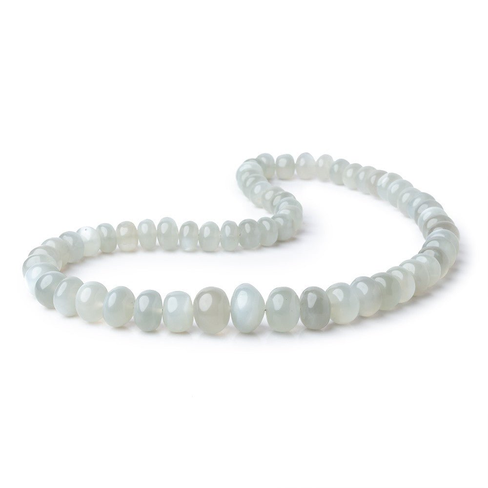 8-11mm Sage Moonstone plain rondelles 16 inch 58 beads A - Beadsofcambay.com