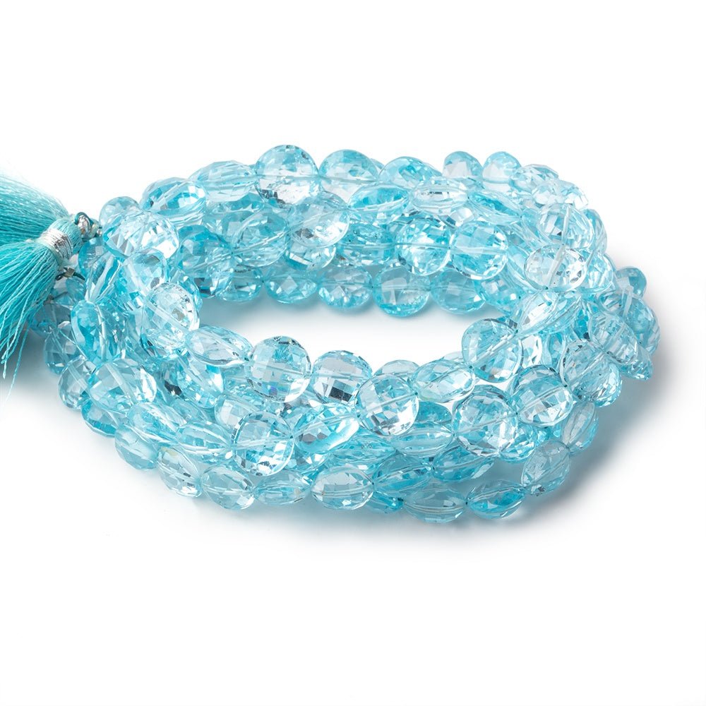 8-11mm Sky Blue Topaz Faceted Coin Beads 16 inch 45 pieces AAA - Beadsofcambay.com