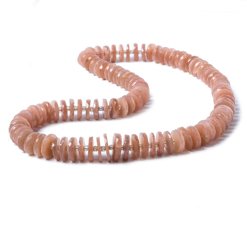 8-11mm Sunstone & Peach Moonstone faceted rondelle beads 16 inch 96 pieces - Beadsofcambay.com