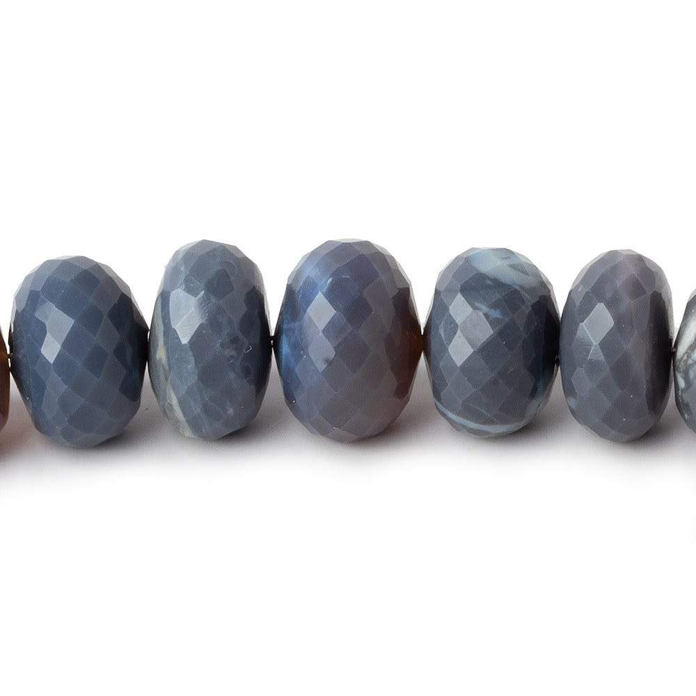 8-12.5mm Blue Grey Australian Opal faceted rondelle beads 18 inch 73 pieces - Beadsofcambay.com