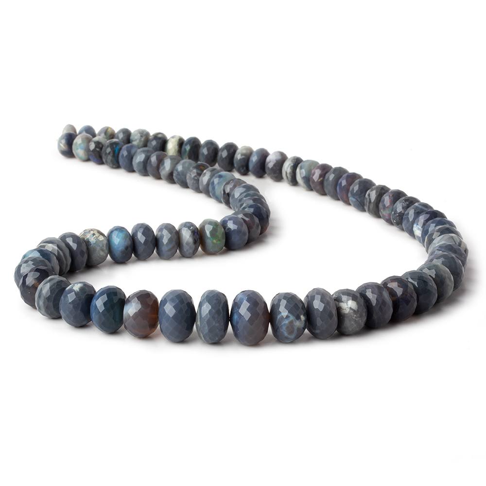 8-12.5mm Blue Grey Australian Opal faceted rondelle beads 18 inch 73 pieces - Beadsofcambay.com