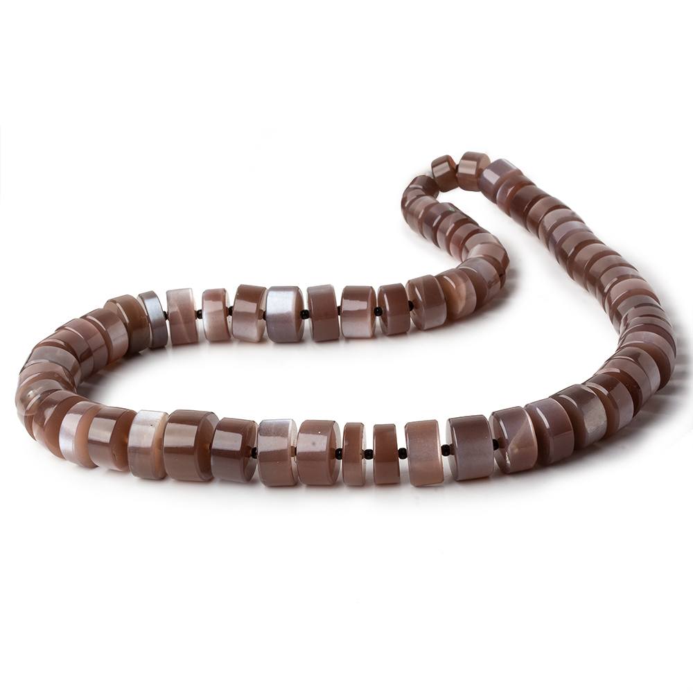 8-12.5mm Chocolate Brown Moonstone plain heshi beads 14 inch 50 pieces - Beadsofcambay.com