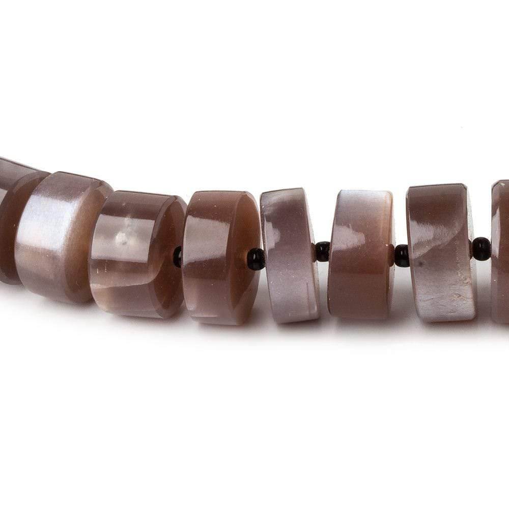 8-12.5mm Chocolate Brown Moonstone plain heshi beads 14 inch 50 pieces - Beadsofcambay.com