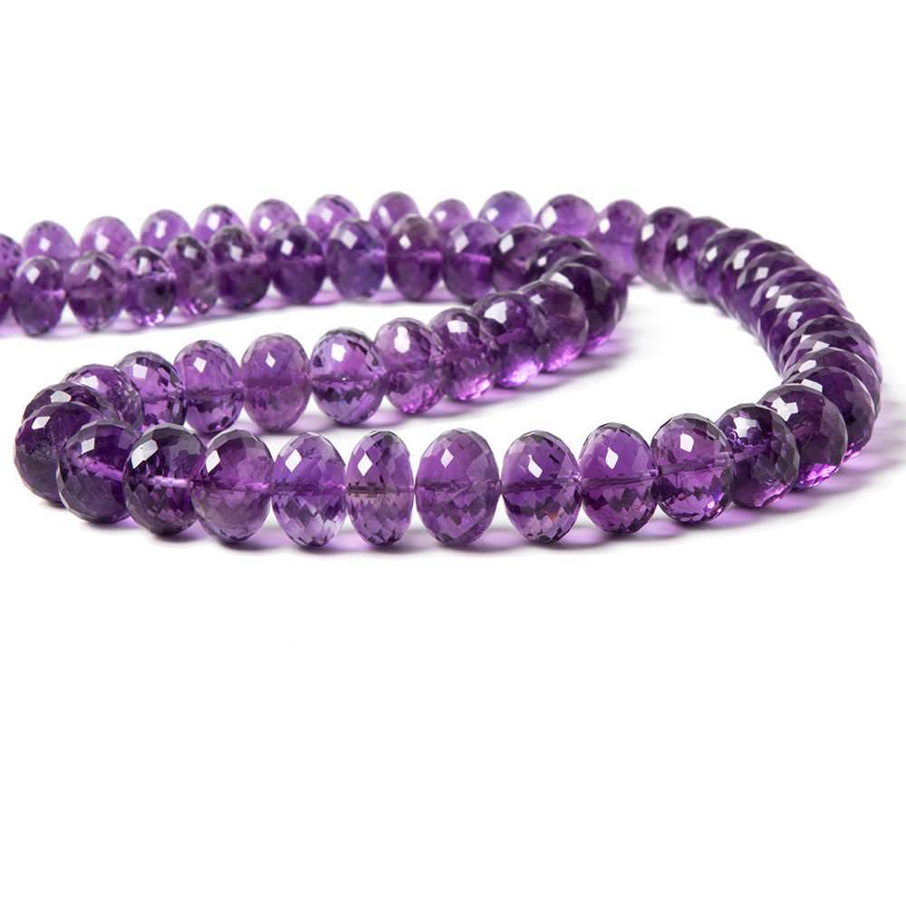 8-12mm Amethyst Faceted Rondelle Beads 16 inch 58 pieces - Beadsofcambay.com