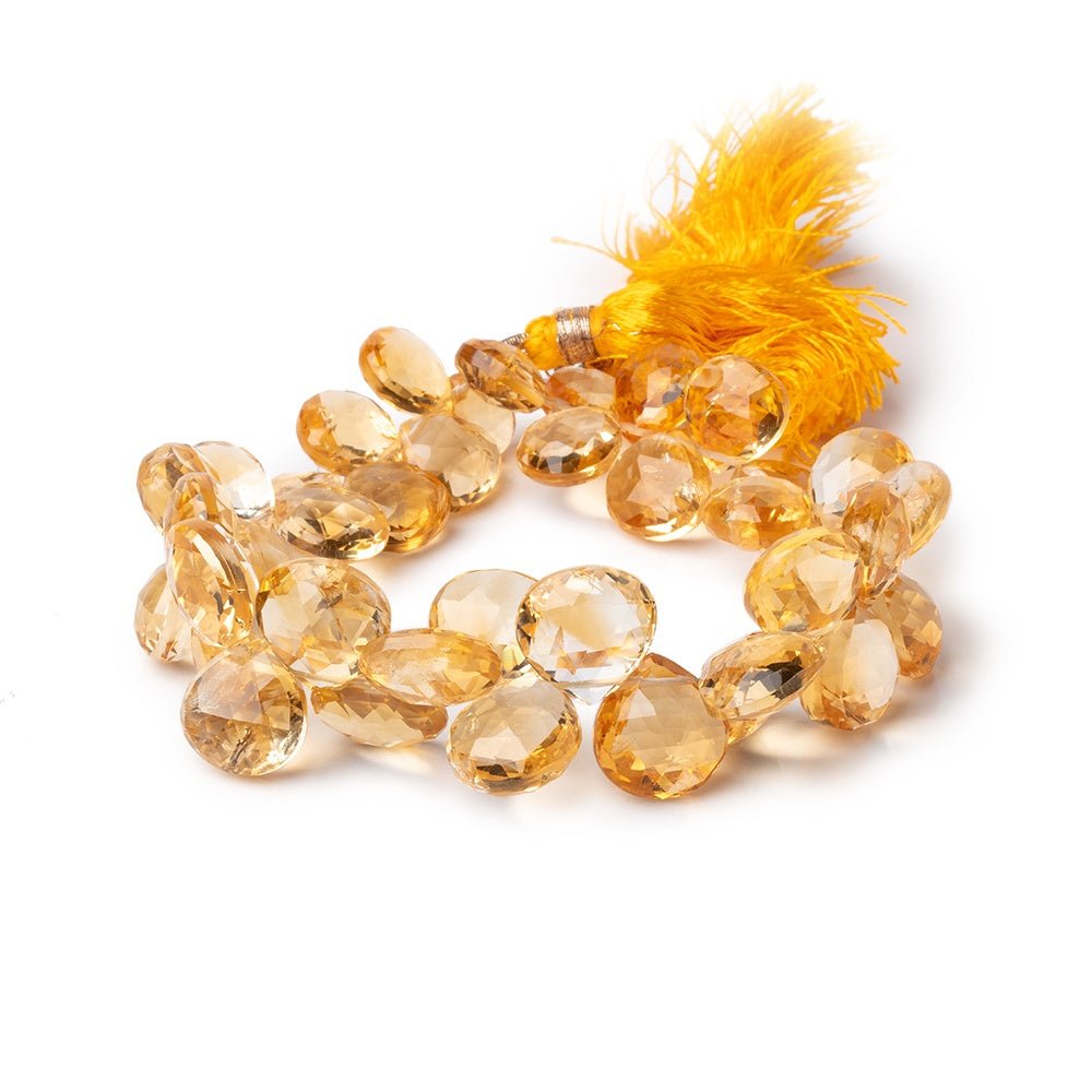 8-12mm Citrine Faceted Heart Beads 7.5 inch 38 pieces - Beadsofcambay.com
