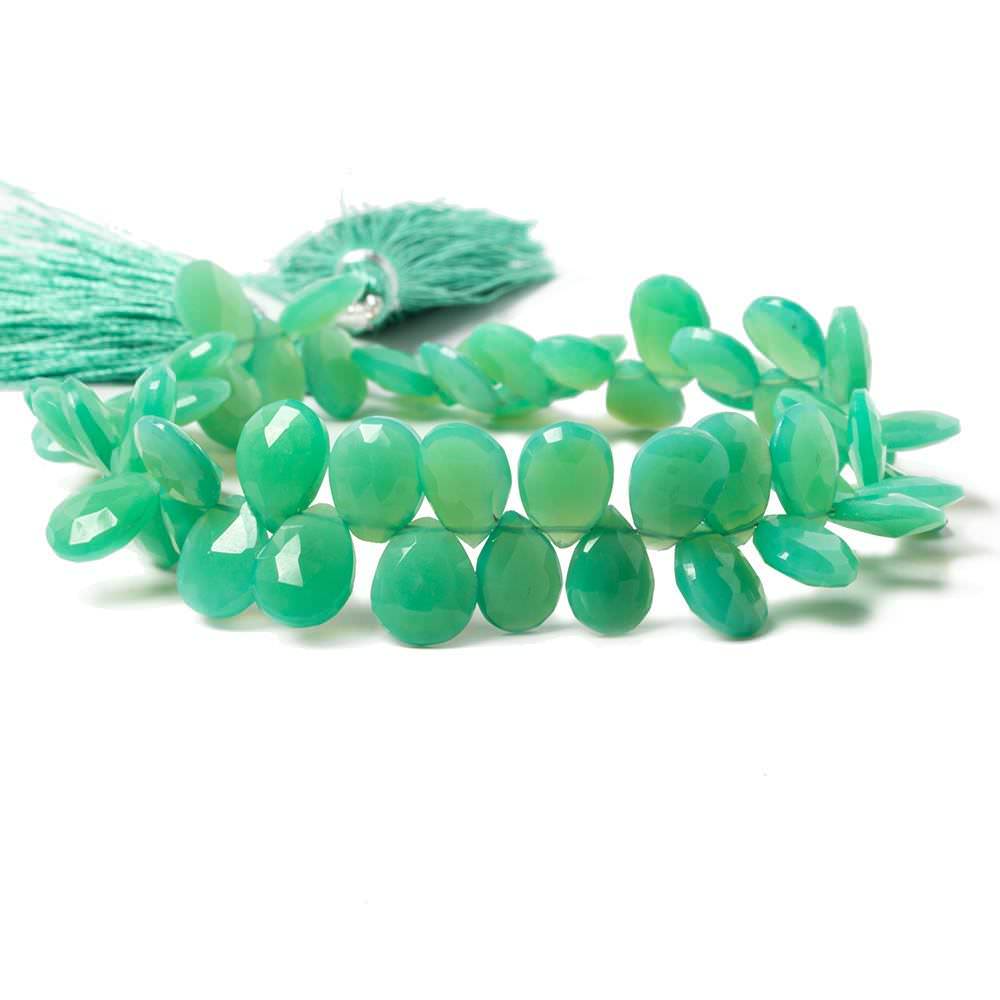 8-12mm Green Onyx Faceted Pear Beads 8 inch 55 pieces - Beadsofcambay.com