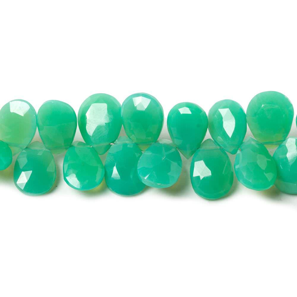 8-12mm Green Onyx Faceted Pear Beads 8 inch 55 pieces - Beadsofcambay.com