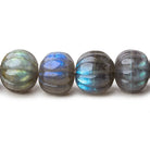 8-12mm Labradorite hand carved Melon rondelles 15 inch 50 beads AAA - Beadsofcambay.com
