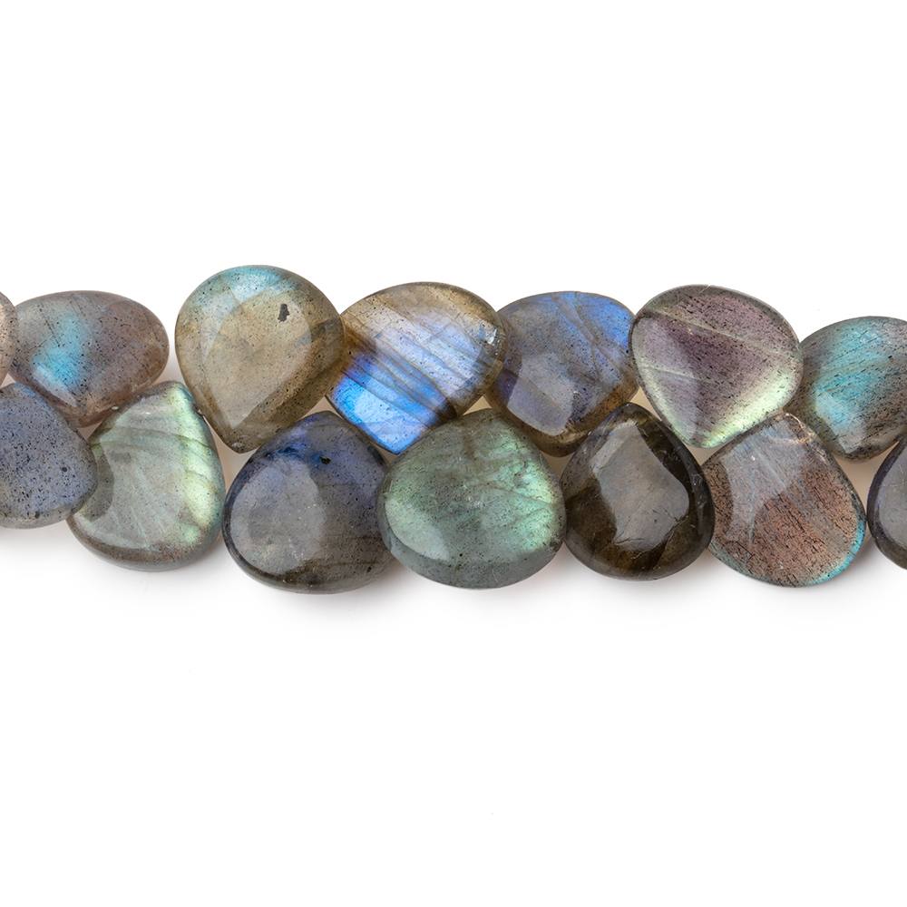 8-12mm Labradorite Plain Heart Beads 9 inch 56 pieces - Beadsofcambay.com