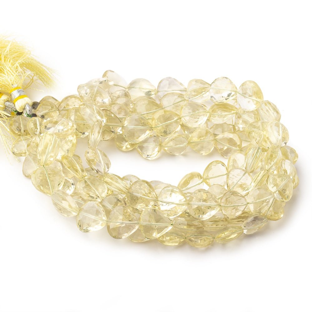 9-13mm Lemon Quartz Faceted Heart Beads 16 inch 42 pieces - Beadsofcambay.com