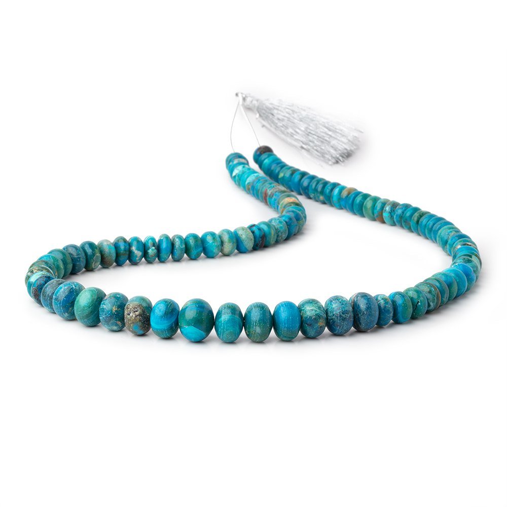 8-12mm Peruvian Blue Opalina Plain Rondelles 20 inch 90 Beads AA - Beadsofcambay.com